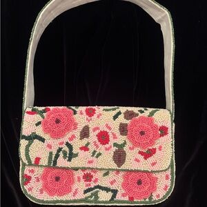 Floral Beaded Shoulder Bag